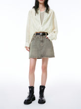Women's Washed A-Line Denim Skirt